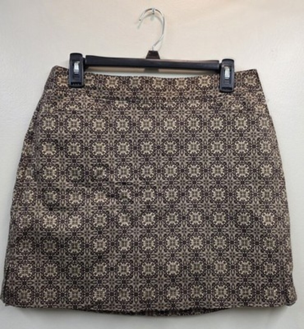 Lady Hagen Women's Golf Skort Size 6 Brown/Beige Geometric Stretch Pockets Zip